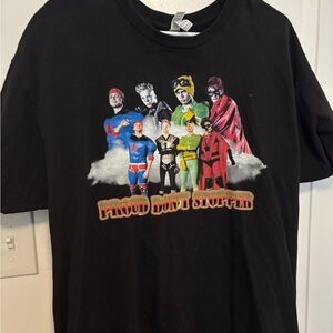 Black Superhero Costume T-Shirt with Colorful Graphics